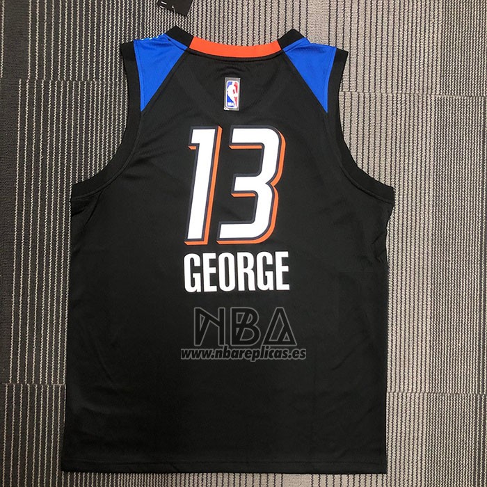 Camiseta Oklahoma City Thunder Paul George NO 13 Ciudad 2020-21 Negro